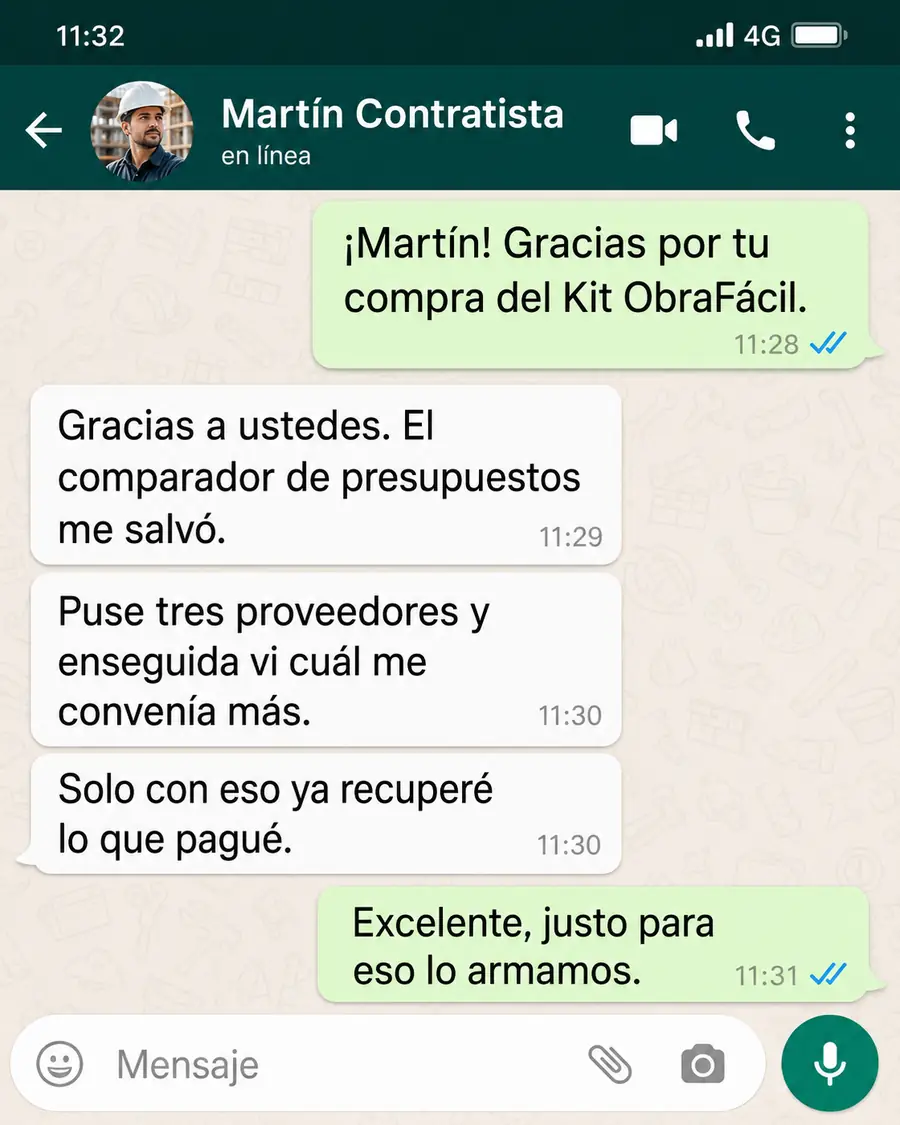 Testimonio de Martín Contratista sobre Kit ObraFácil