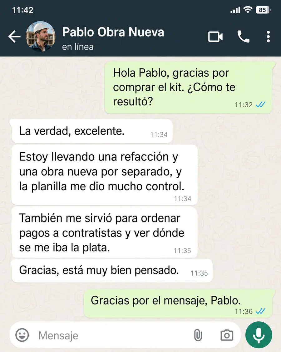 Testimonio de Pablo Obra Nueva sobre Kit ObraFácil